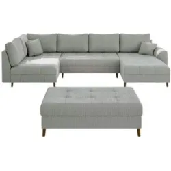 S-STYLE Wohnlandschaft mit Hocker  Maya ¦ grau ¦ Maße (cm): B: 310 H: 81