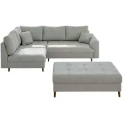 S-STYLE Ecksofa mit Hocker  Maya ¦ grau ¦ Maße (cm): B: 231 H: 81