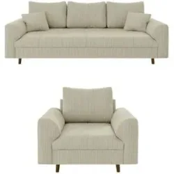 S-STYLE Polstergarnitur 3+1  Maya ¦ beige ¦ Maße (cm): B: 210 H: 81