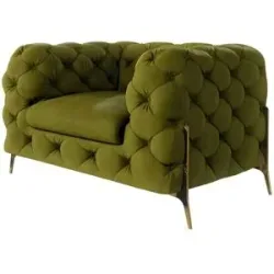 S-STYLE Chesterfield Sessel  Natalie ¦ grün ¦ Maße (cm): B: 125 H: 75