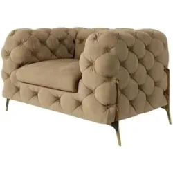 S-STYLE Chesterfield Sessel  Natalie ¦ beige ¦ Maße (cm): B: 125 H: 75