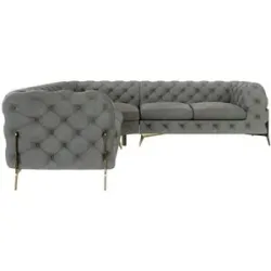 S-STYLE Chesterfield Ecksofa  Natalie ¦ grau ¦ Maße (cm): B: 264 H: 75