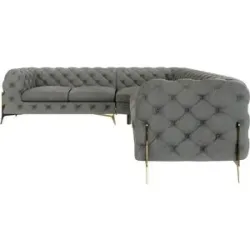 S-STYLE Chesterfield Ecksofa  Natalie ¦ grau ¦ Maße (cm): B: 323 H: 75