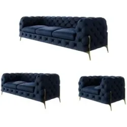 S-STYLE Chesterfield Polstergarnitur 3+2+1  Natalie ¦ blau ¦ Maße (cm): B: 243