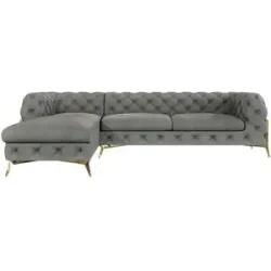 S-STYLE Chesterfield Ecksofa  Natalie ¦ grau ¦ Maße (cm): B: 305 H: 75