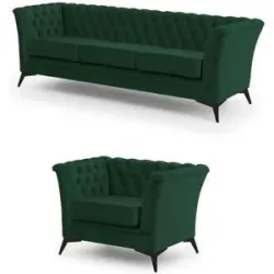 S-STYLE Chesterfield Polstergarnitur 3+1  Wilhelm ¦ grün ¦ Maße (cm): B: 237 H:
