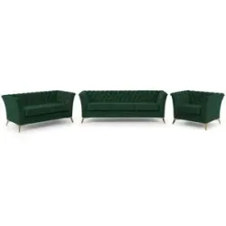 S-STYLE Chesterfield Polstergarnitur 3+2+1  Wilhelm ¦ grün ¦ Maße (cm): B: 237