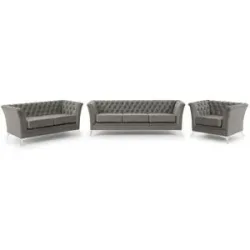 S-STYLE Chesterfield Polstergarnitur 3+2+1  Wilhelm ¦ grau ¦ Maße (cm): B: 237