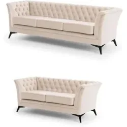 S-STYLE Chesterfield Polstergarnitur 3+2  Wilhelm ¦ beige ¦ Maße (cm): B: 237 H: