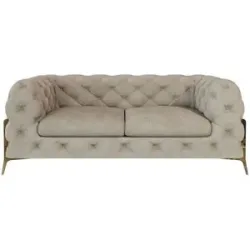 S-STYLE Chesterfield Einzelsofa  Natalie ¦ creme ¦ Maße (cm): B: 185 H: 75