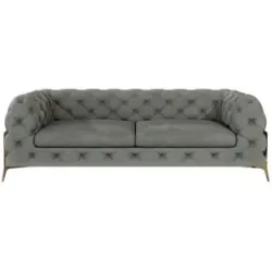 S-STYLE Chesterfield Einzelsofa  Natalie ¦ grau ¦ Maße (cm): B: 225 H: 75