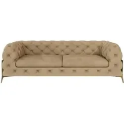 S-STYLE Chesterfield Einzelsofa  Natalie ¦ beige ¦ Maße (cm): B: 225 H: 75
