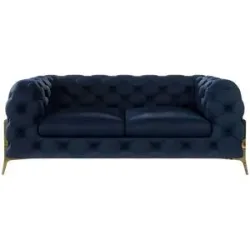 S-STYLE Chesterfield Einzelsofa  Natalie ¦ blau ¦ Maße (cm): B: 185 H: 75