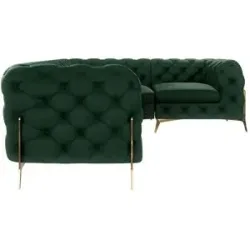 S-STYLE Chesterfield Ecksofa  Natalie ¦ grün ¦ Maße (cm): B: 264 H: 75