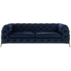 S-STYLE Chesterfield Einzelsofa  Natalie ¦ blau ¦ Maße (cm): B: 225 H: 75