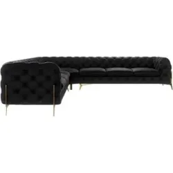 S-STYLE Chesterfield Ecksofa  Natalie ¦ schwarz ¦ Maße (cm): B: 323 H: 75