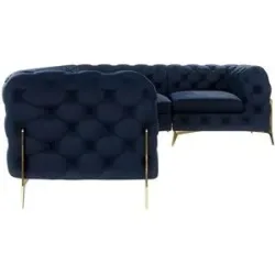 S-STYLE Chesterfield Ecksofa  Natalie ¦ blau ¦ Maße (cm): B: 264 H: 75