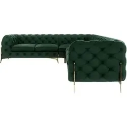 S-STYLE Chesterfield Ecksofa  Natalie ¦ grün ¦ Maße (cm): B: 323 H: 75