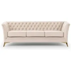 S-STYLE Chesterfield Einzelsofa  Wilhelm ¦ beige ¦ Maße (cm): B: 237 H: 78