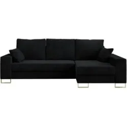 Höffner Ecksofa mit Schlaffunktion Dorain ¦ schwarz ¦ Maße (cm): B: 242 H: 85
