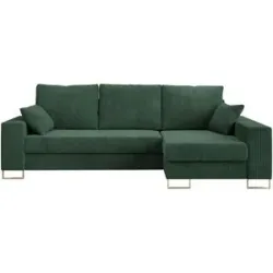 Höffner Ecksofa mit Schlaffunktion Dorain ¦ grün ¦ Maße (cm): B: 242 H: 85