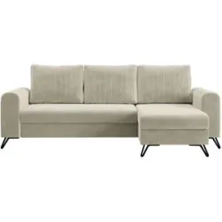 Höffner Ecksofa mit Schlaffunktion Axel ¦ beige ¦ Maße (cm): B: 242 H: 90