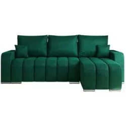 Höffner Ecksofa mit Schlaffunktion Kirasso ¦ grün ¦ Maße (cm): B: 245 H: 86