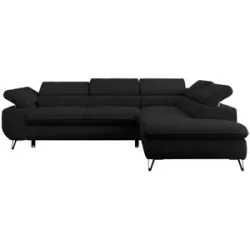 Höffner Ecksofa mit Schlaffunktion Peter ¦ schwarz ¦ Maße (cm): B: 273 H: 76