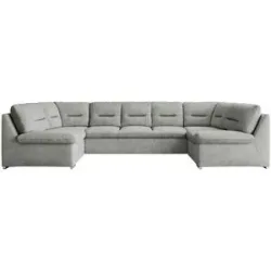 Höffner Wohnlandschaft mit Schlaffunktion Comodo ¦ silber ¦ Maße (cm): B: 340 H: 93