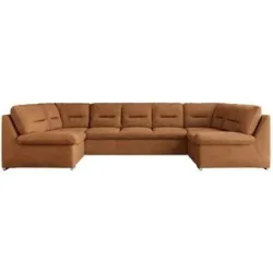 Höffner Wohnlandschaft mit Schlaffunktion Comodo ¦ orange ¦ Maße (cm): B: 340 H: 93