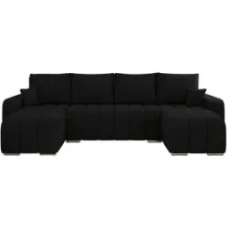 Höffner Wohnlandschaft mit Schlaffunktion Kirasso ¦ schwarz ¦ Maße (cm): B: 320 H: 86