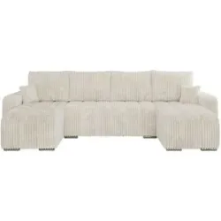 Höffner Wohnlandschaft mit Schlaffunktion Kirasso ¦ creme ¦ Maße (cm): B: 320 H: 86
