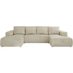 Höffner Wohnlandschaft mit Schlaffunktion Trentino ¦ beige ¦ Maße (cm): B: 334 H: 91