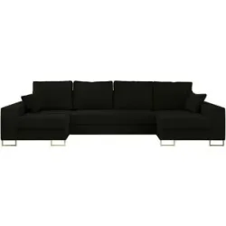 Höffner Wohnlandschaft mit Schlaffunktion Dorain ¦ schwarz ¦ Maße (cm): B: 312 H: 95
