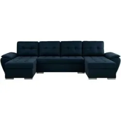 Höffner Wohnlandschaft mit Schlaffunktion Umbria ¦ blau ¦ Maße (cm): B: 336 H: 85