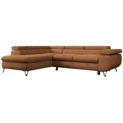 Höffner Ecksofa mit Schlaffunktion Peter ¦ orange ¦ Maße (cm): B: 273 H: 76
