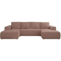 Höffner Wohnlandschaft mit Schlaffunktion Trentino ¦ rosa/pink ¦ Maße (cm): B: 334 H: 91