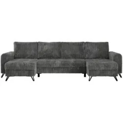 Höffner Wohnlandschaft Dunkelgrau   ¦ grau ¦ Maße (cm): B: 312 H: 90