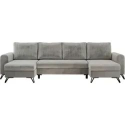 Höffner Wohnlandschaft Hellgrau   ¦ silber ¦ Maße (cm): B: 312 H: 90