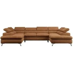 Höffner Wohnlandschaft  Peter ¦ orange ¦ Maße (cm): B: 346 H: 76