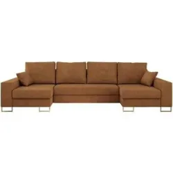 Höffner Wohnlandschaft mit Schlaffunktion Dorain ¦ orange ¦ Maße (cm): B: 312 H: 95