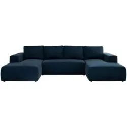 Höffner Wohnlandschaft mit Schlaffunktion Trentino ¦ blau ¦ Maße (cm): B: 334 H: 91