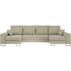 Höffner Wohnlandschaft mit Schlaffunktion Dorain ¦ beige ¦ Maße (cm): B: 312 H: 95
