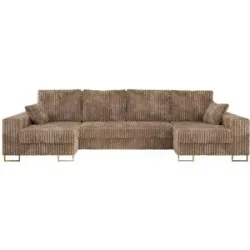 Höffner Wohnlandschaft mit Schlaffunktion Dorain ¦ braun ¦ Maße (cm): B: 312 H: 95
