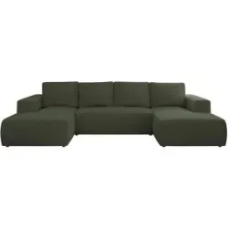 Höffner Wohnlandschaft mit Schlaffunktion Trentino ¦ grün ¦ Maße (cm): B: 334 H: 91