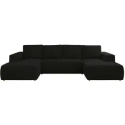 Höffner Wohnlandschaft mit Schlaffunktion Trentino ¦ schwarz ¦ Maße (cm): B: 334 H: 91