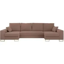 Höffner Wohnlandschaft mit Schlaffunktion Dorain ¦ rosa/pink ¦ Maße (cm): B: 312 H: 95
