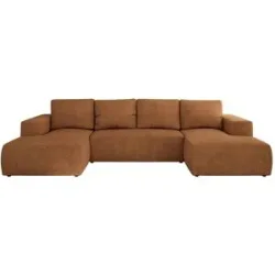 Höffner Wohnlandschaft mit Schlaffunktion Trentino ¦ orange ¦ Maße (cm): B: 334 H: 91