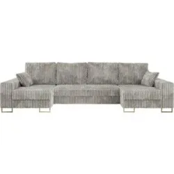 Höffner Wohnlandschaft mit Schlaffunktion Dorain ¦ silber ¦ Maße (cm): B: 312 H: 95