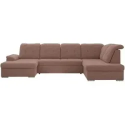 Höffner Wohnlandschaft mit Schlaffunktion Madrito ¦ rosa/pink ¦ Maße (cm): B: 323 H: 89